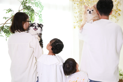 家族写真も撮れるハピリィのペット撮影