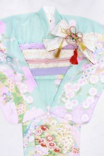 パステルグリーンの優雅な雰囲気が漂う着物